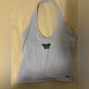 Lavender light purple halter top with butterfly